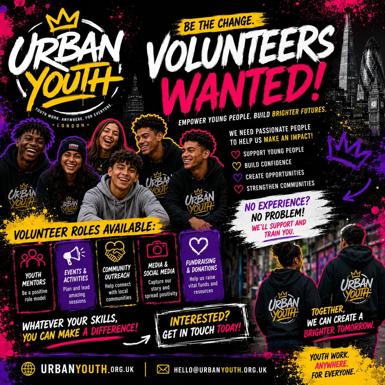 Urban Youth volunteer wanted campaign artwork